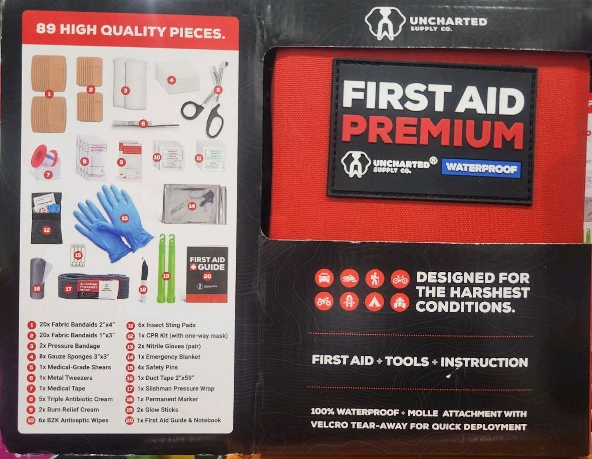 First Aid Kit Uncharted, 89-pieces Made In USA