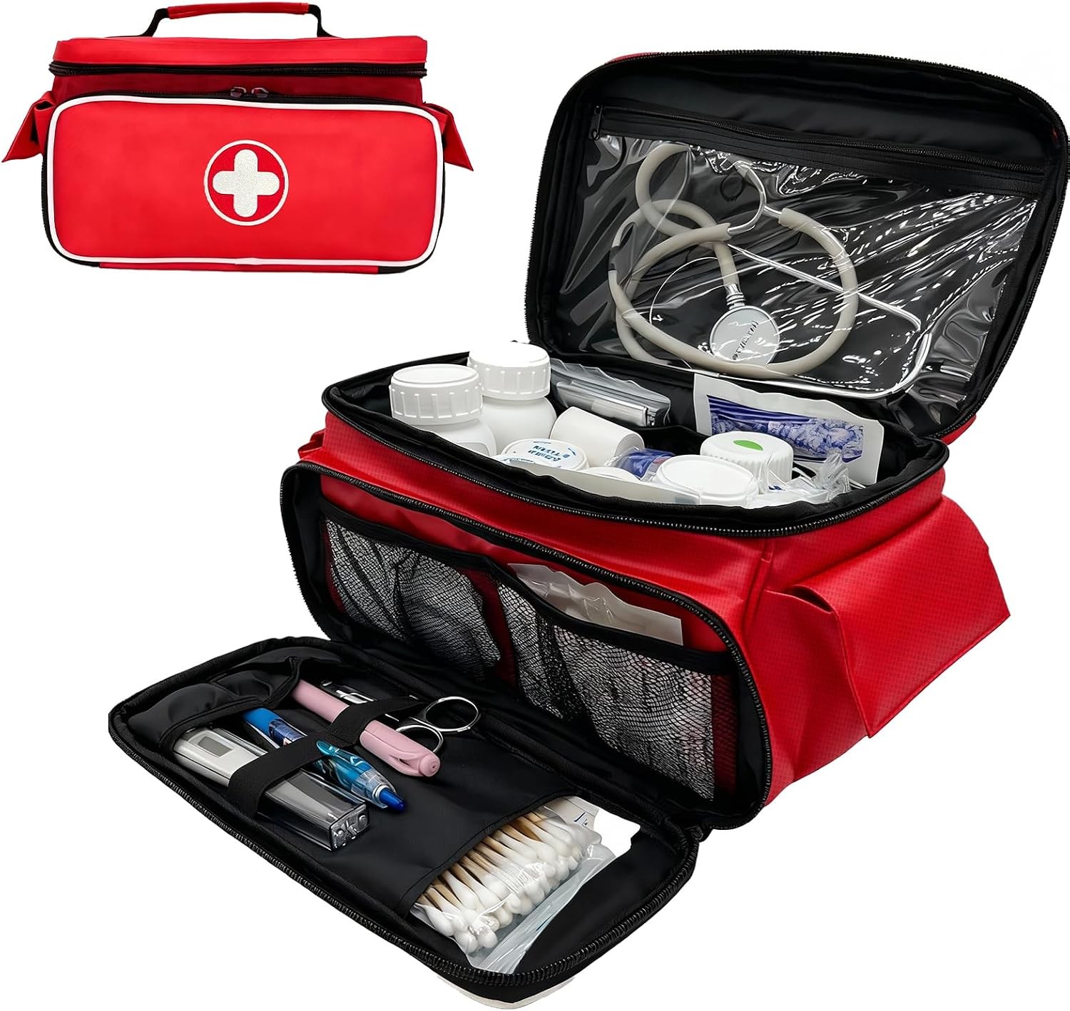 Large Empty First Aid Kit Bag – Medical Organizer Pouch for Medical Supplies, Po
