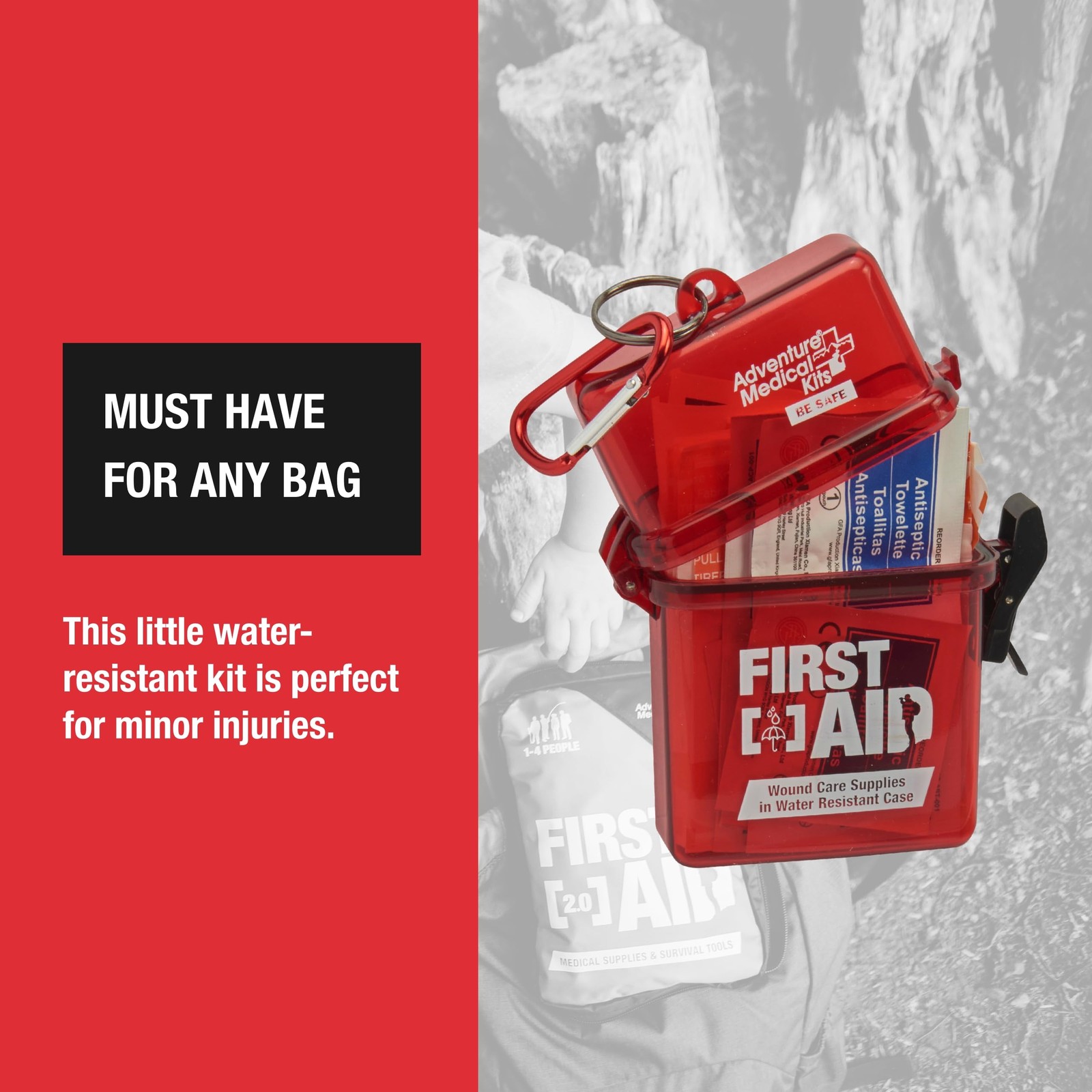 Adventure Medical Kits First Aid, Water-Resistant 2 Count (Pack of 1), Red