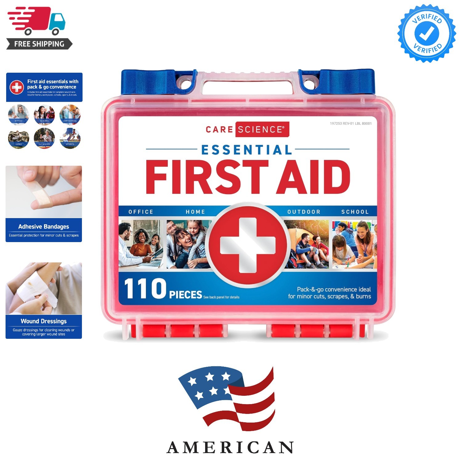 First Aid Kit, 110 Pieces | Professional Use for Travel, Work, School, Home, …