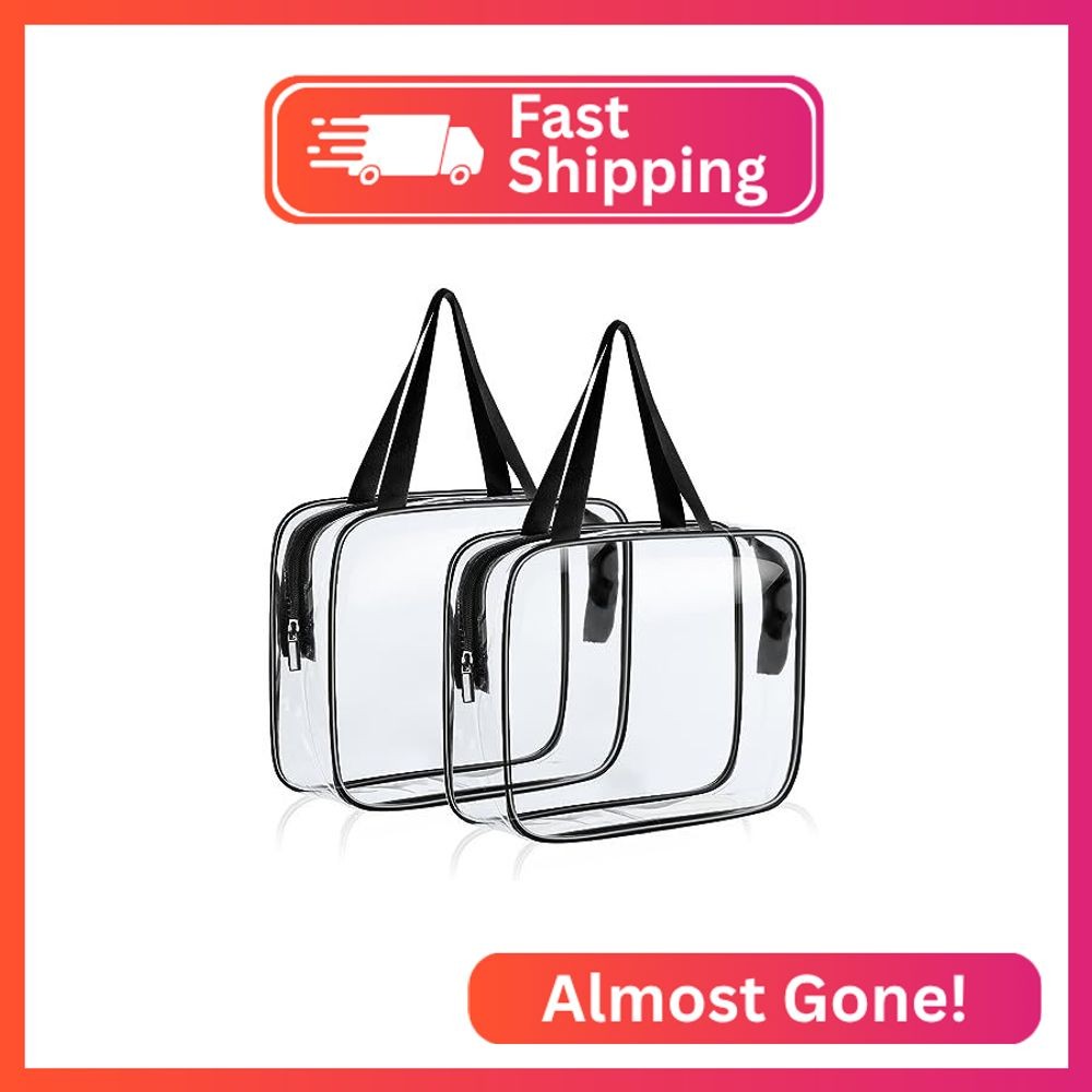 Aucuu Clear Travel Bags for Toiletries, PVC Waterproof Toiletry Bags, TSA Approv