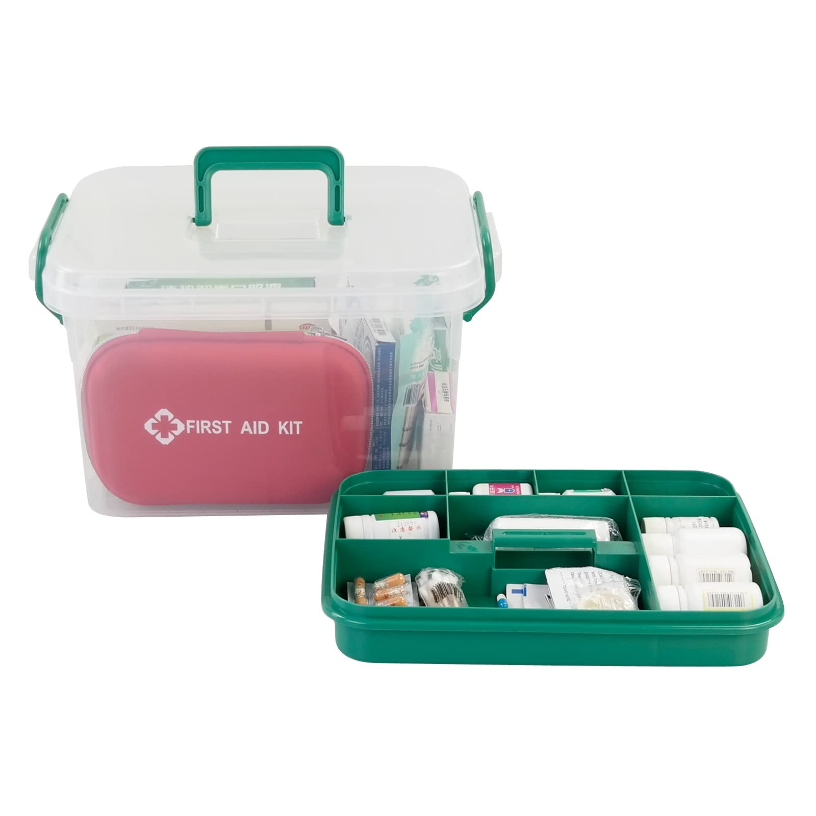 1-Pack Clear Storage Box with Lid, Large First Aid Kit Box Organizer Empty