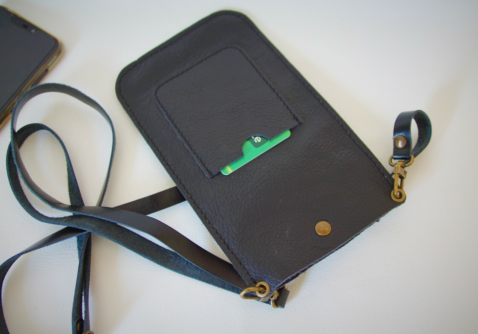 Leather Phone Bag Crossbody Phone Bag, Italian Leather Smartphone Pouch,