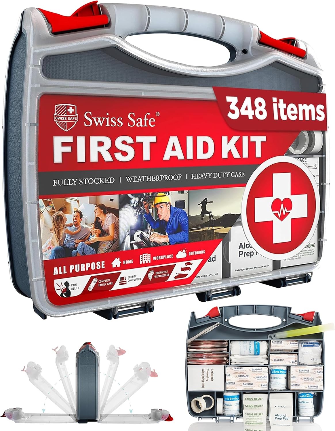 2-in-1 First Aid Kit Car Travel & Home Businesses Bonus Mini Kit Medical