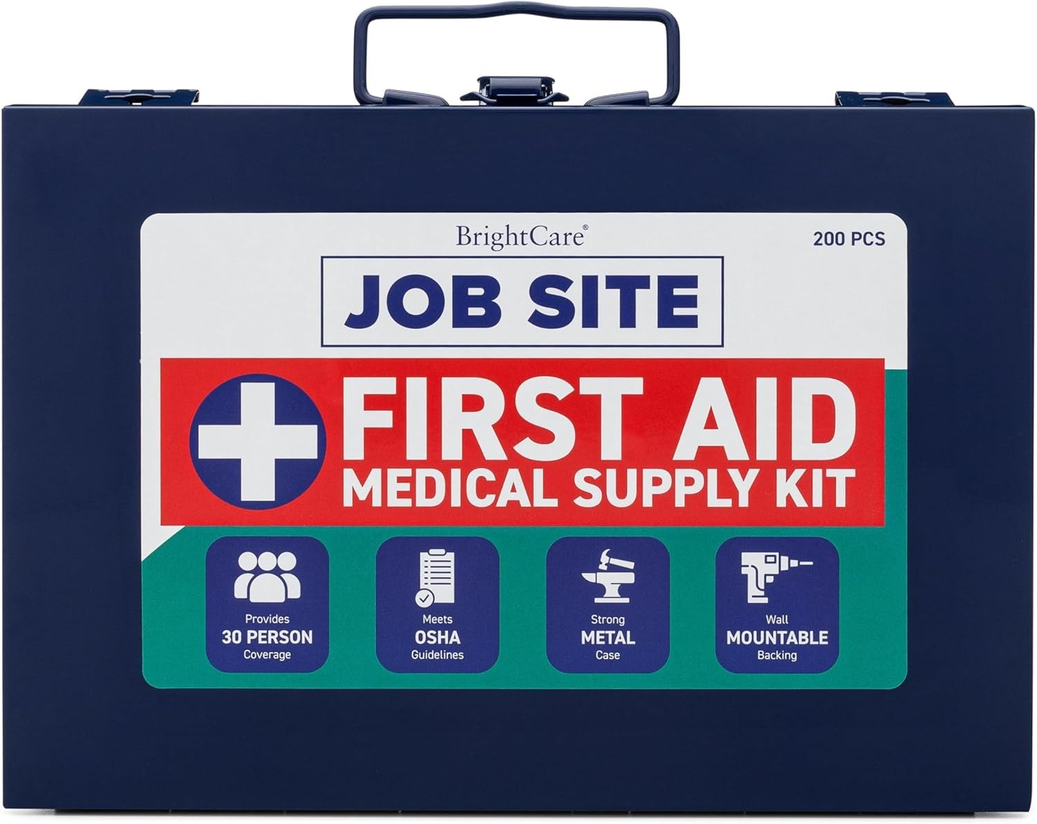Rugged Metal First Aid Kit for Contractors – 200-Piece OSHA Compliant Safety Kit