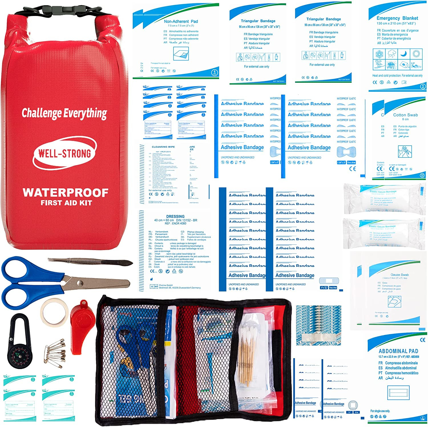 Waterproof First Aid Kit Roll Top Boat Emergency Kit Red