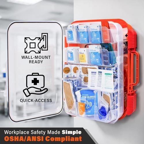 400 Pcs OSHA Compliant First Aid Kit, Wall-Mountable Essential Emergency Kit