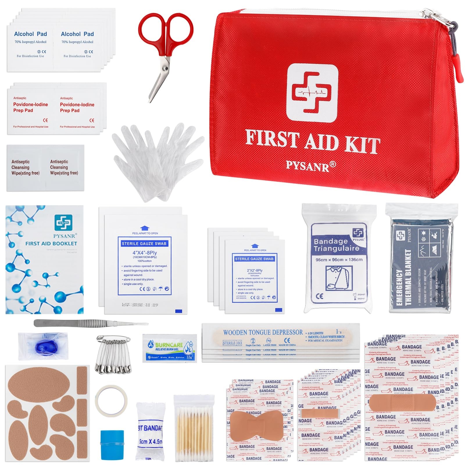 150 Piece First Aid Kit Mini Emergency Bag Foil Blanket Scissors Camping Travel
