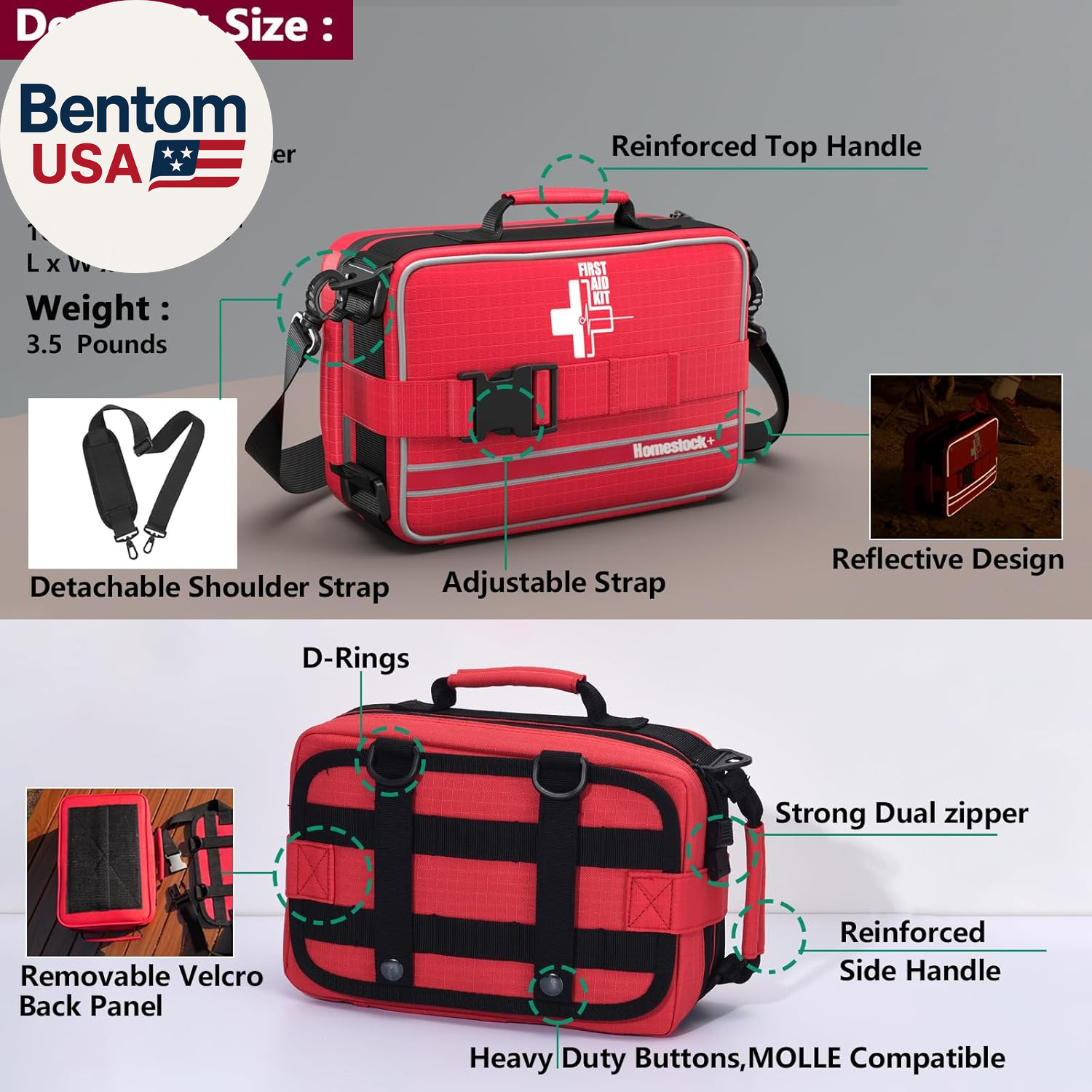 Comprehensive First Aid Kits, First Aid Trauma Kit with Labelled Compartments fo