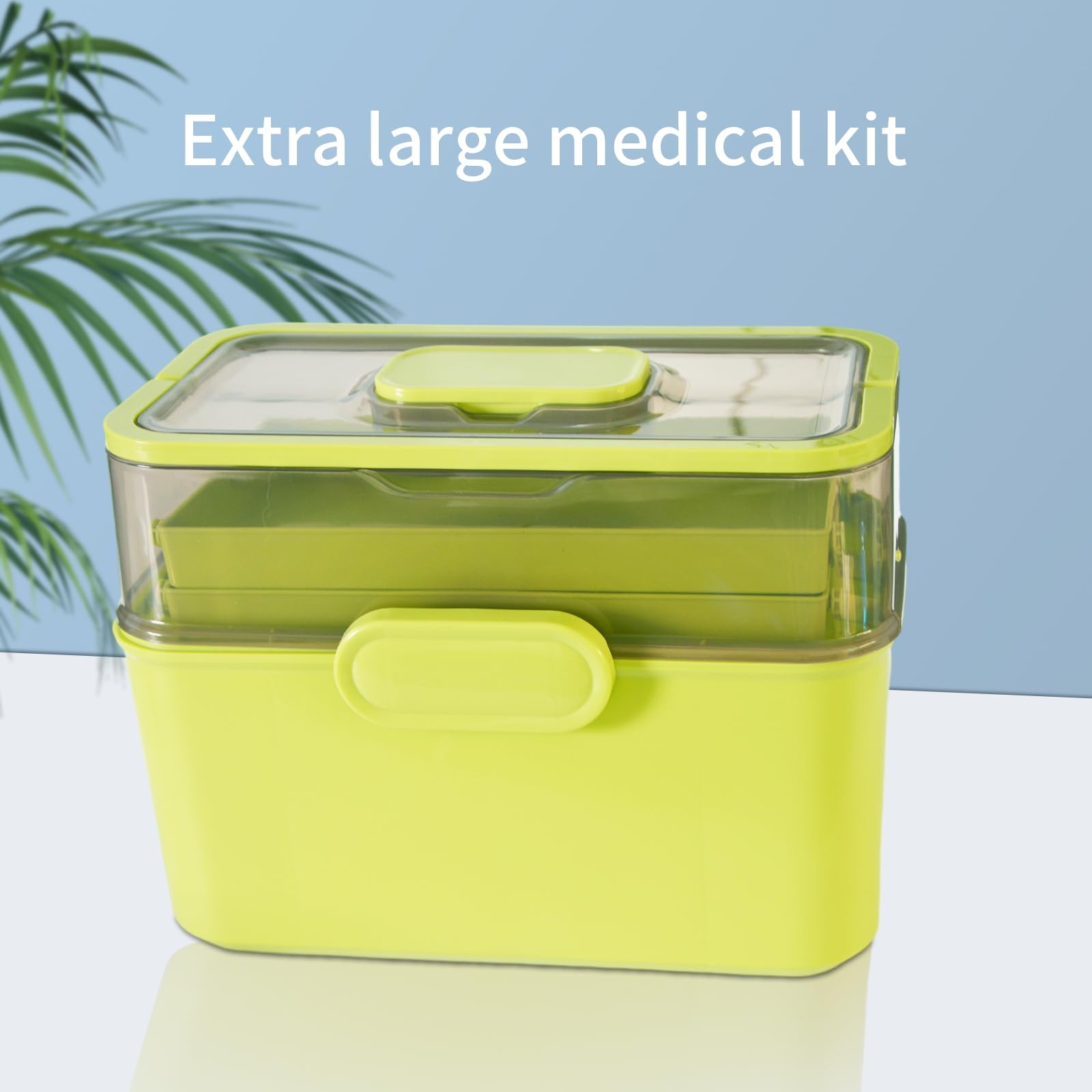 AnRui 3 Tier Medicine Storage Organizer Box, Plastic Empty First Aid Green