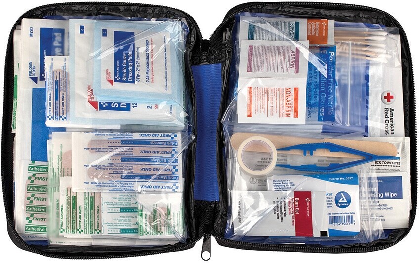 First Aid Only Kit Essentials Bandages Wound Closure Gauzes Pain Relief Burn