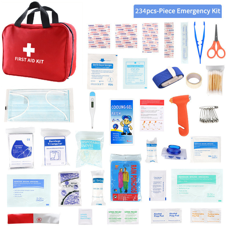 First Aid Kit 234 Pcs Emergency Camping Hiking Home Office Car Kit Bandages