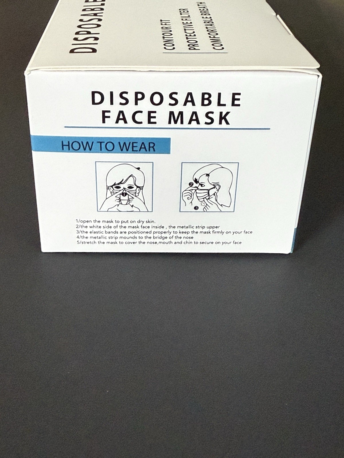 Disposable Protective Face Masks 5 Boxes (50 per box) 250 Count Adult Face masks