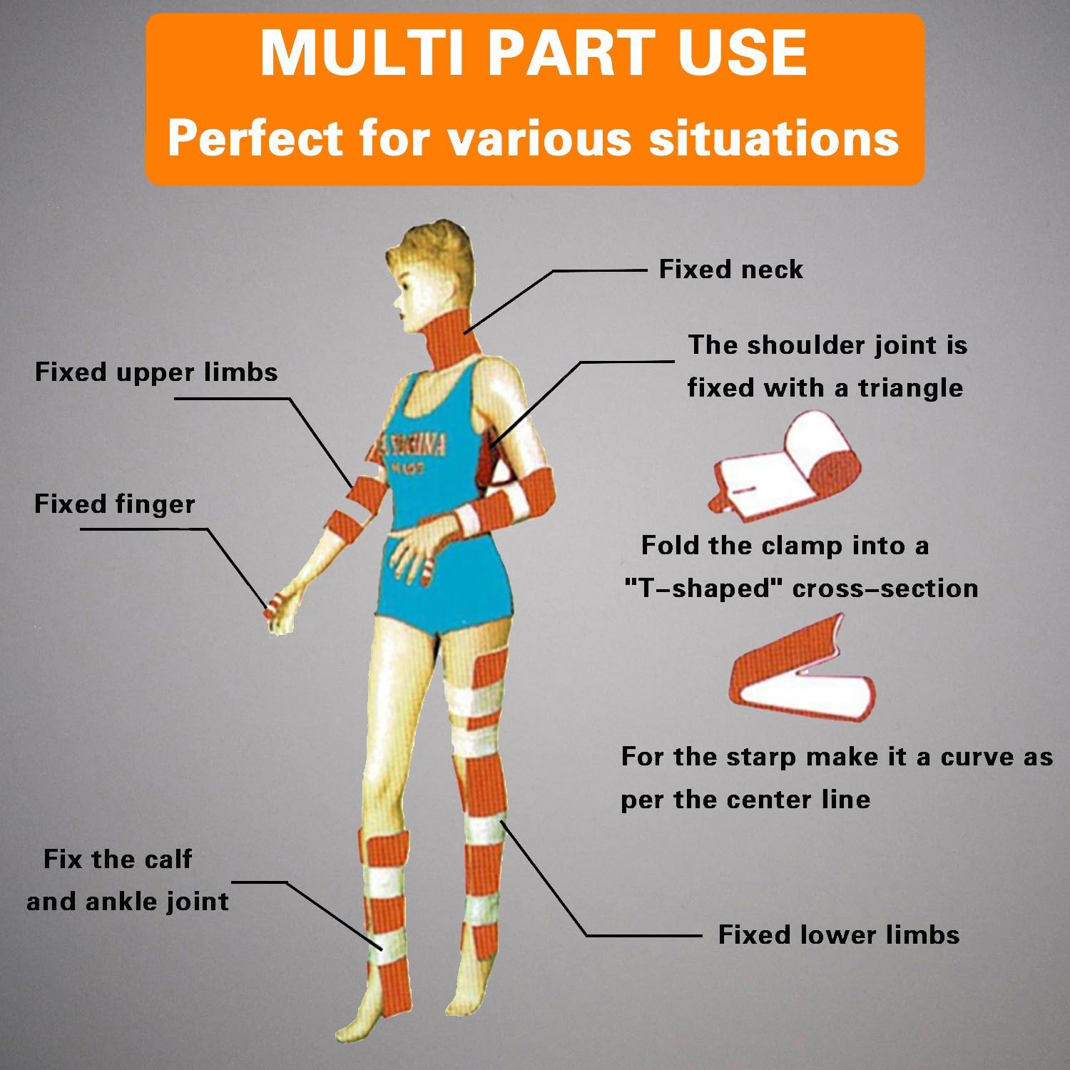 Bntyok First Aid Splint – 2 Pack 36" X 4.3" Malleable Aluminum Orange