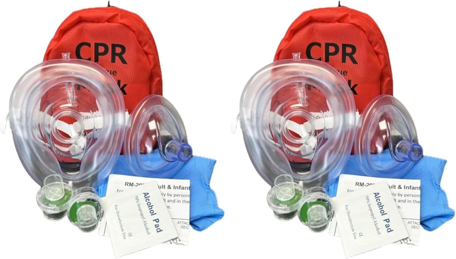 MCR Medical Pack of 10 Adult & Infant CPR Mask Combo Kits (With 2 Valves Ea.)