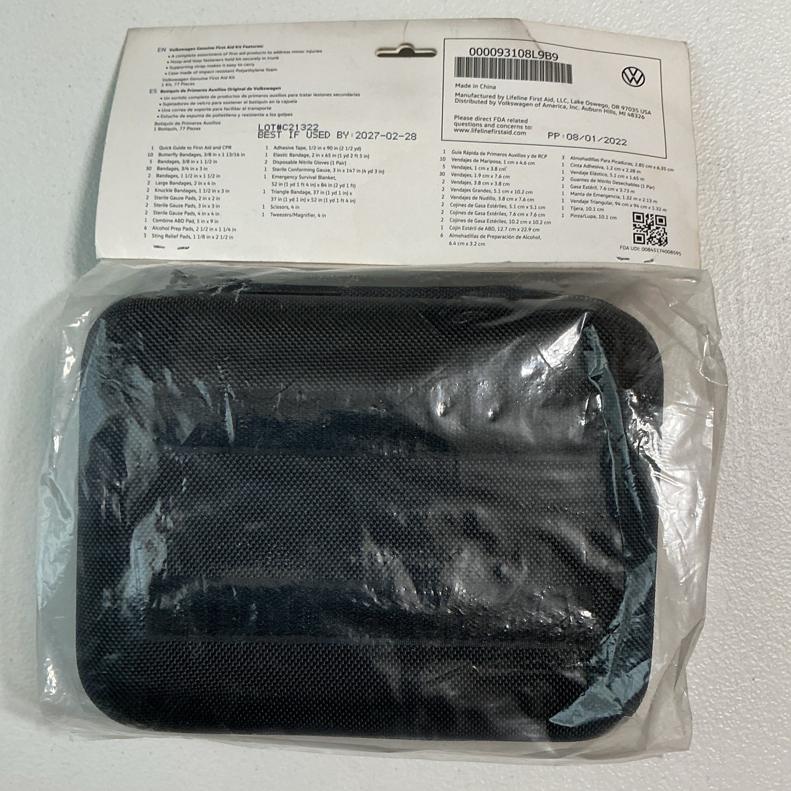 Volkswagen First Aid Kit 77-Piece Portable Black Case MPN 000093108L9B9