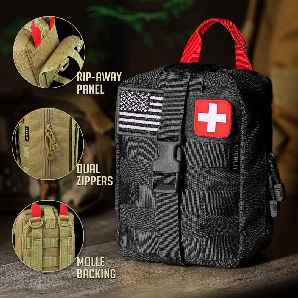 250PCS Survival First Aid Kit IFAK EMT Molle Pouch Emergency Trauma Bag