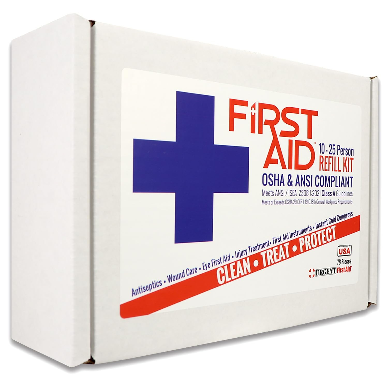 OSHA & ANSI First Aid Kit Refill/Upgrade, 25 Person, 78 Pieces, ANSI 2021 Cla…