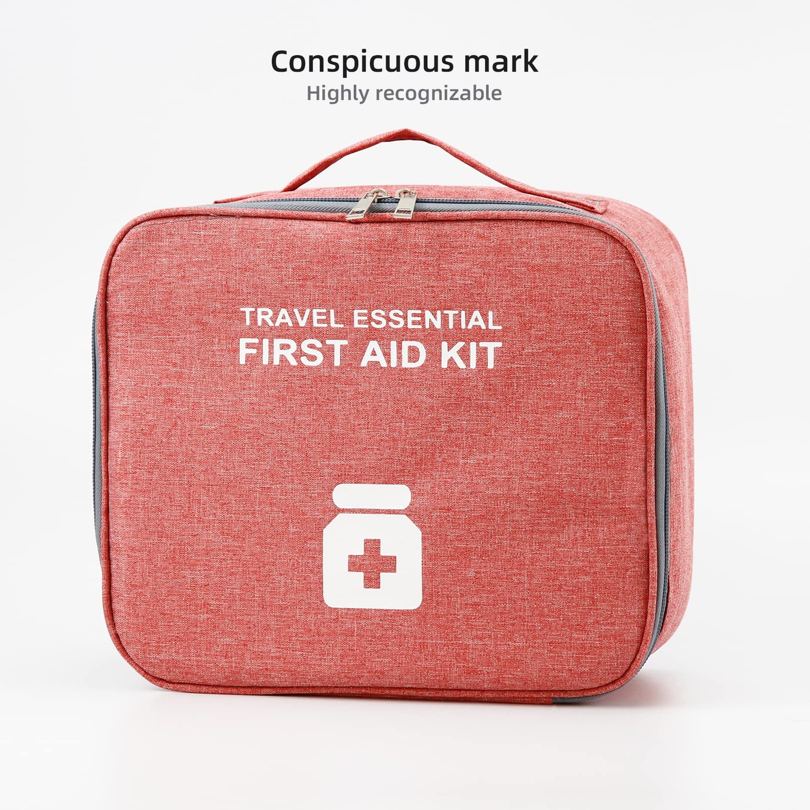 TOPASION Empty First Aid Bags, Travel Medicine 2 Piece Set, Cationic Wine Red