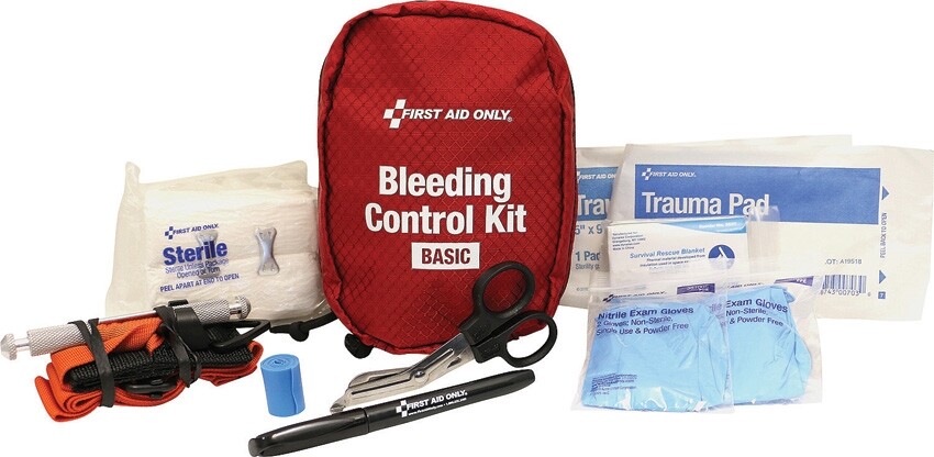 First Aid Only Basic Bleeding Control Kit With Guidelines in Nylon Storage Case