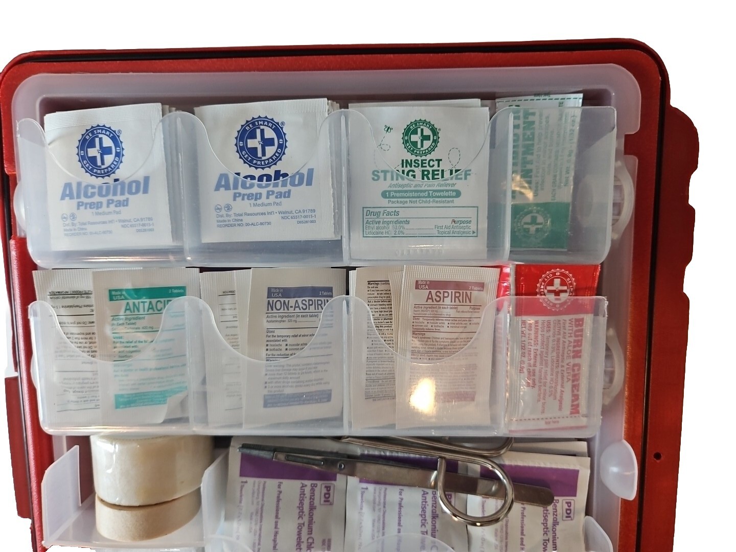 Be Prepared First Aid Kit Red Case 326+Pieces Exceeds OSHA and ANSI Guidelines