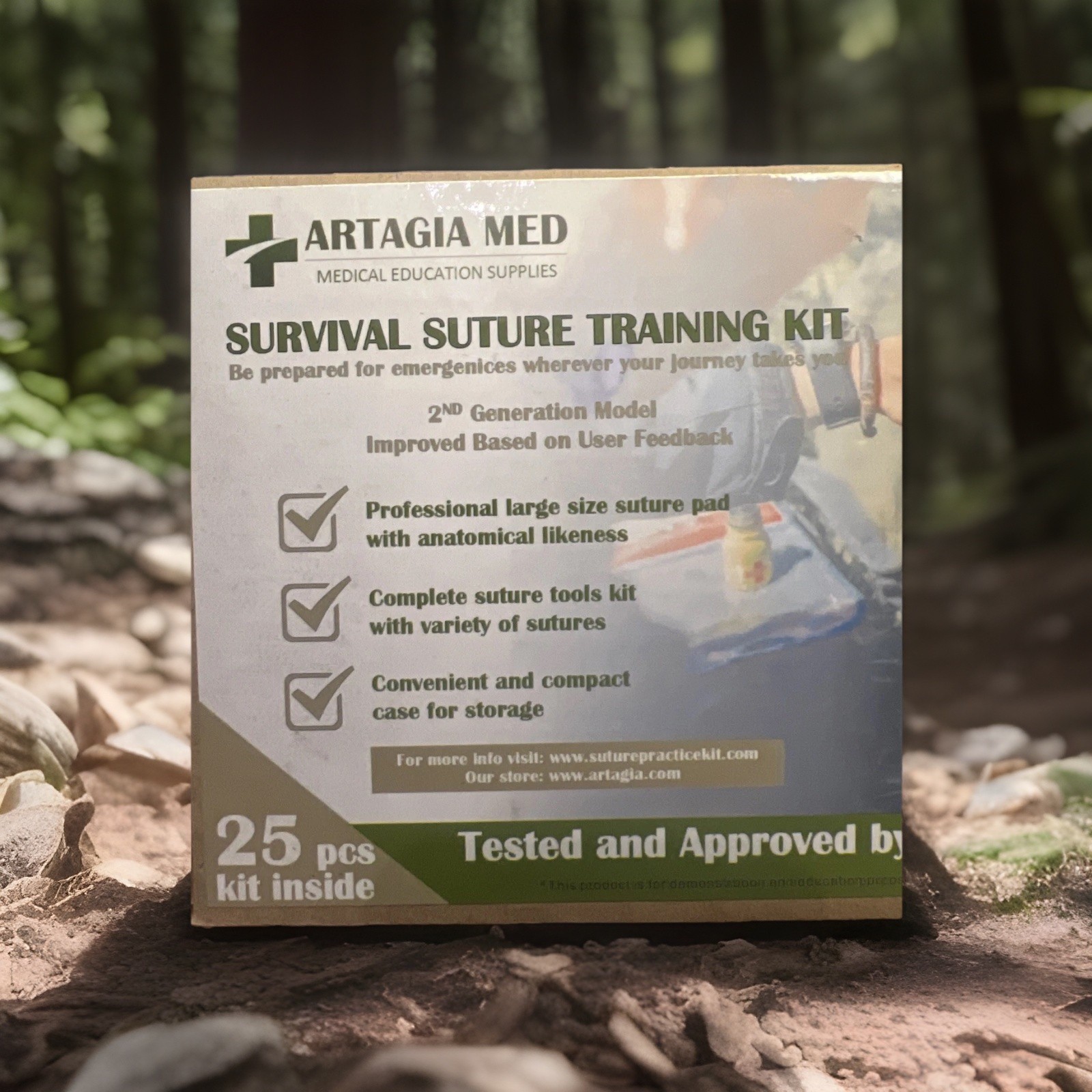 25 Pcs Basic Suture Practice Kit First Aid Set Emergency Trauma Survival Pack
