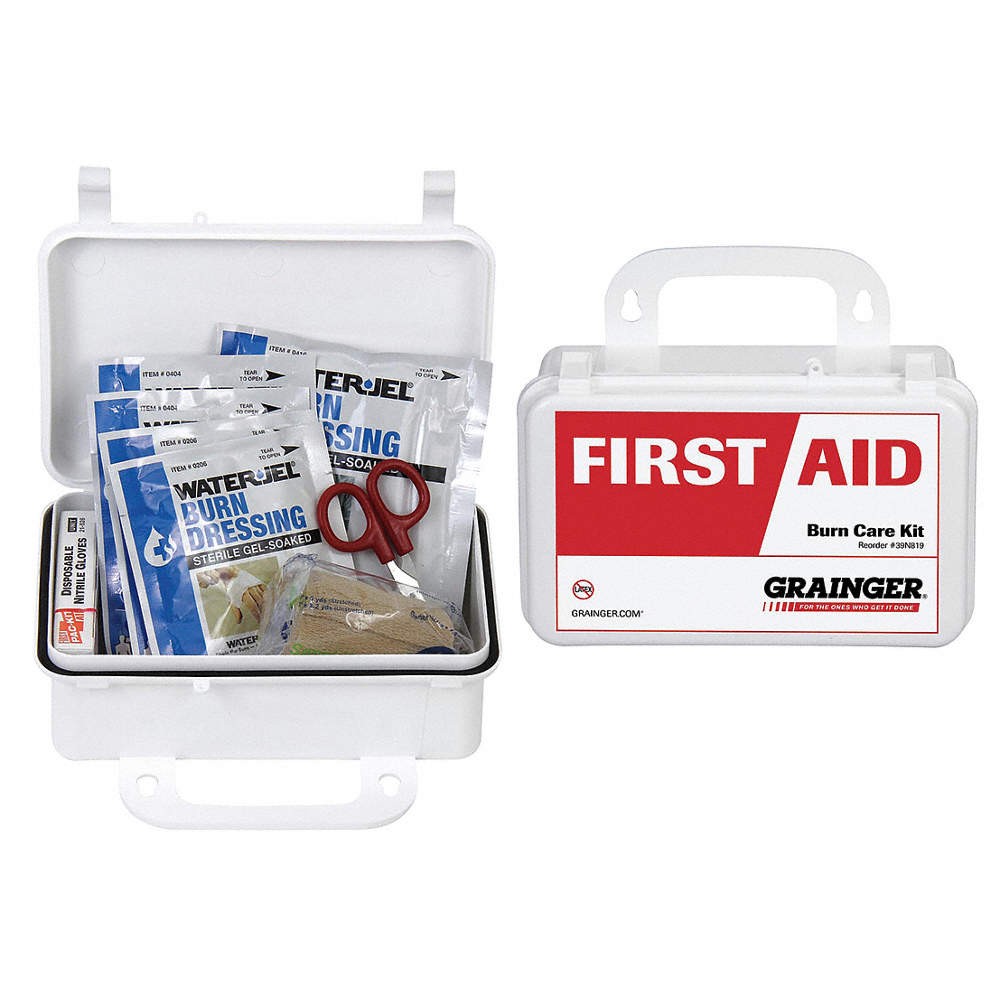 GRAINGER APPROVED 54572 Burn Care Kit,9pcs,2.75"W,4.5"H,White 39N819