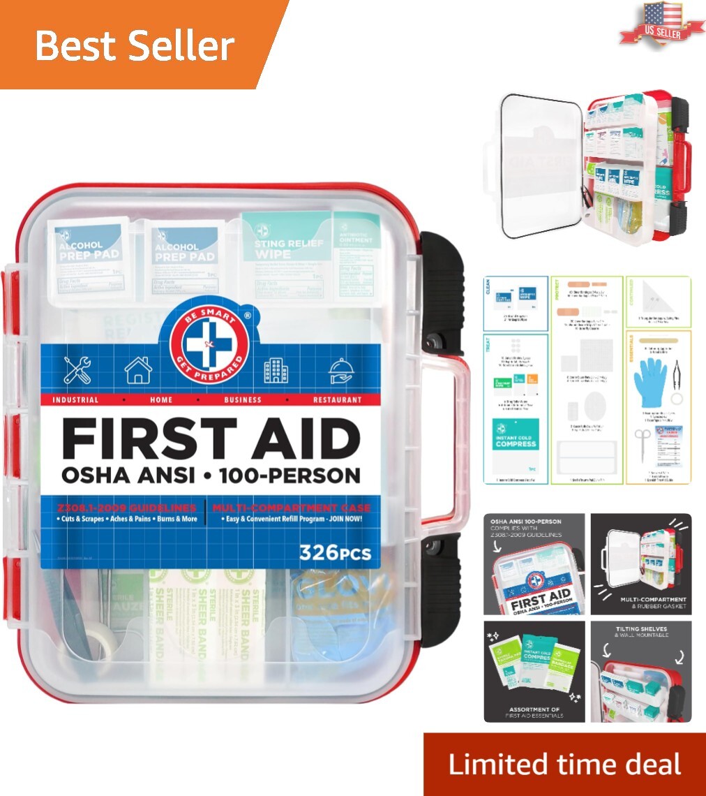 Compact 326-Piece First Aid Kit for Office, Home, and Outdoor – FSA/HSA Approved