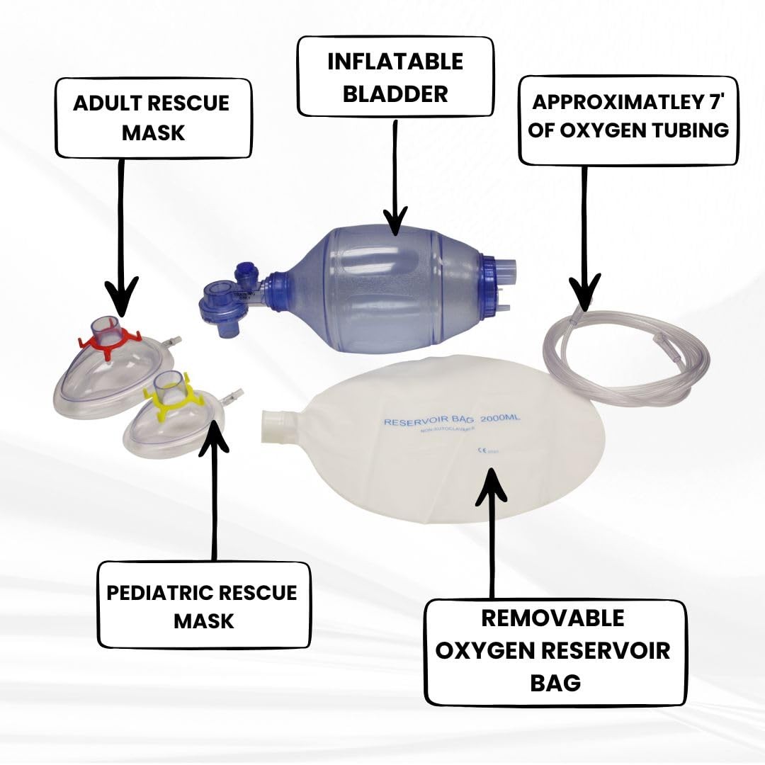 CPR Training BVM Bag Valve Mask Adult Child Kit