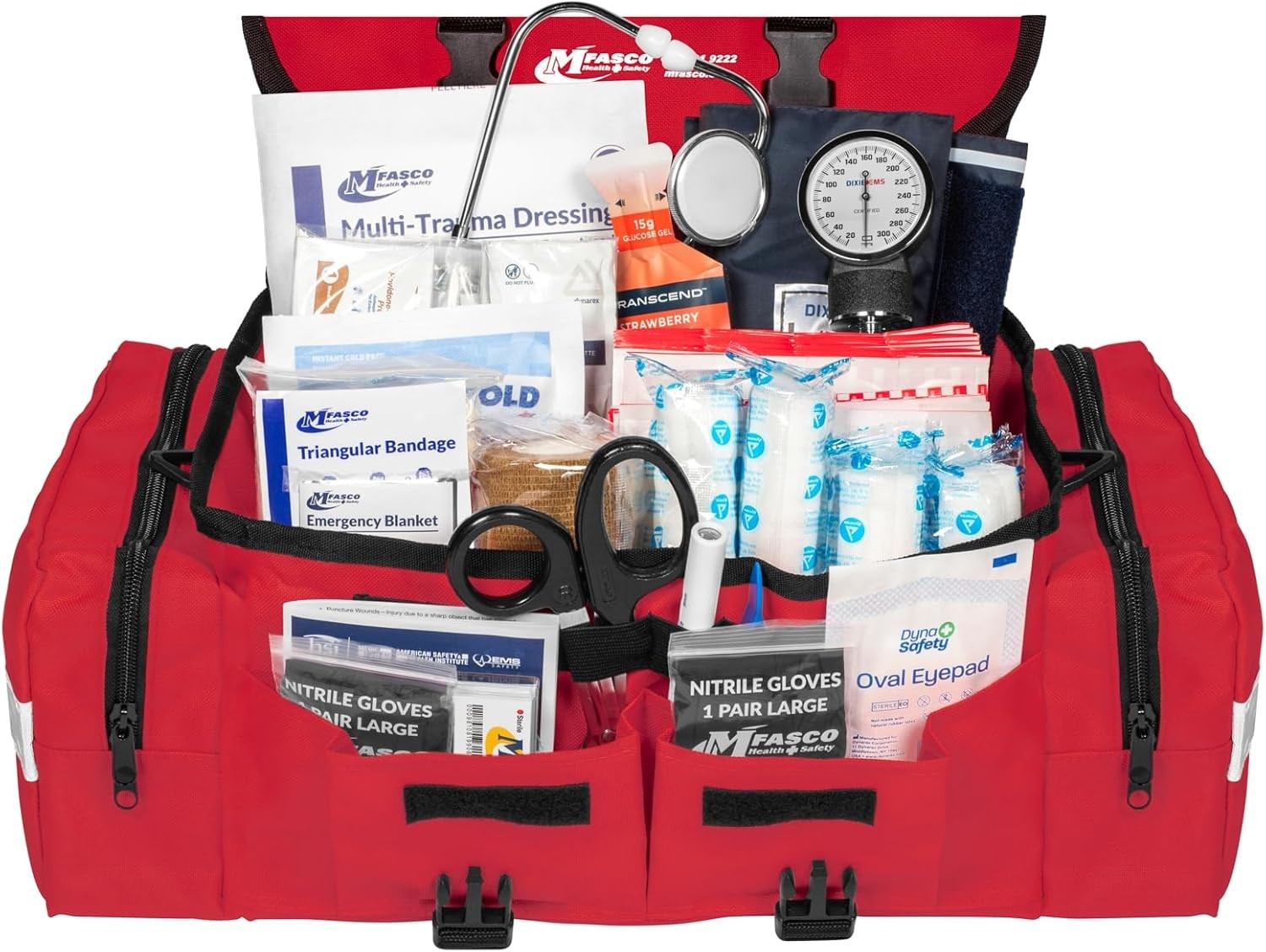 MFASCO First Aid Kit – Fully Stocked Portable Reflective Bag -First Responder Em