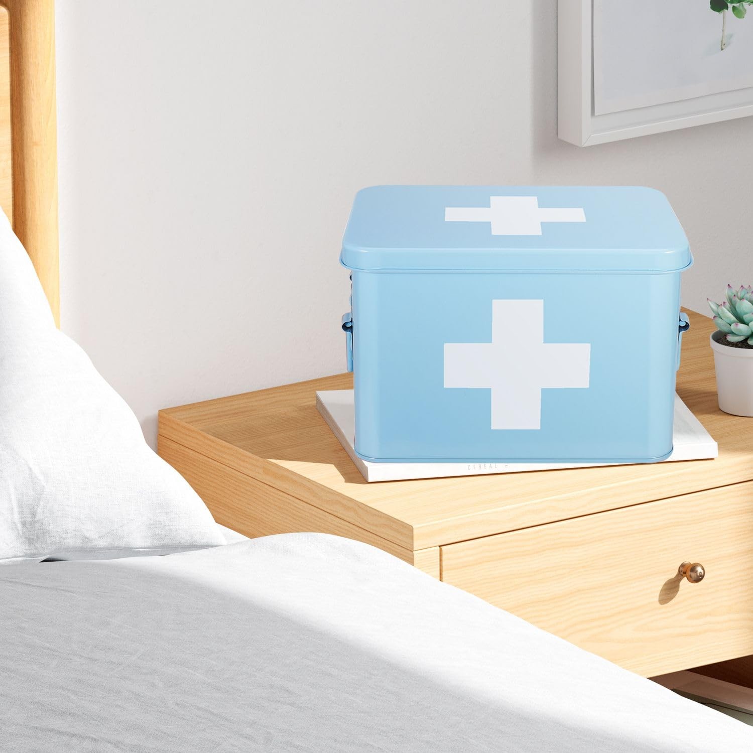 Flexzion First Aid Organizer, 8.5 Inch Blue without Latch Lock,