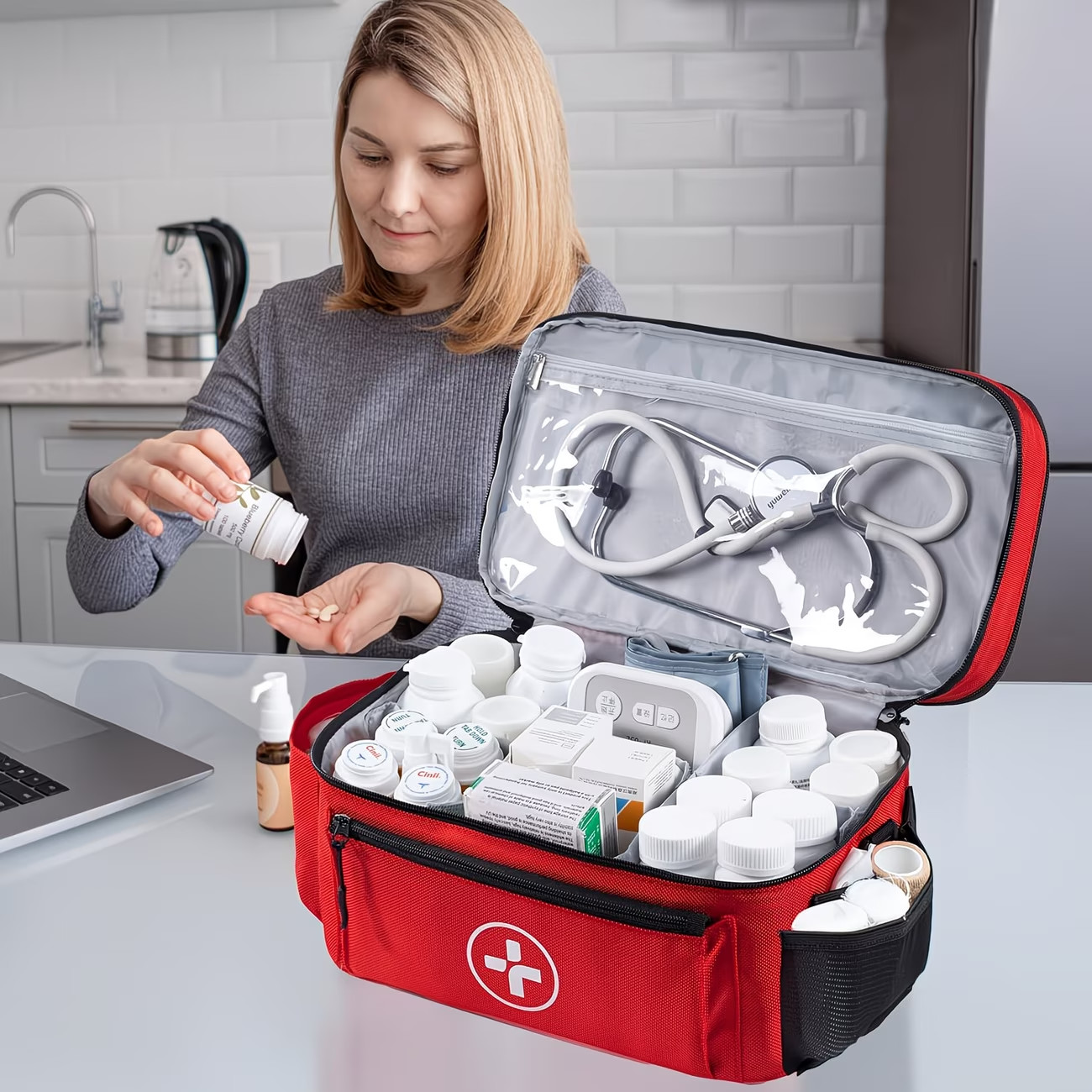 Portable, Medicine Storage Bag, Travel First Aid Organizer, Case Household
