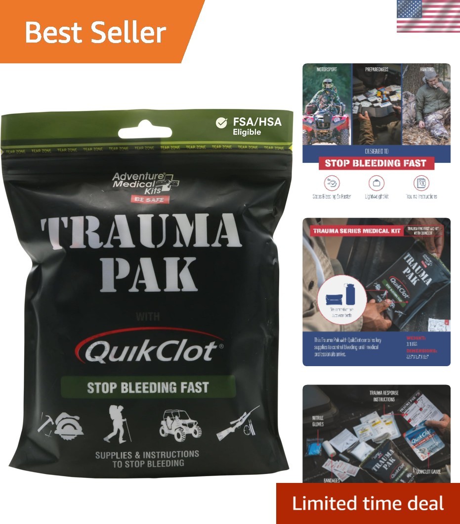 Lightweight QuikClot First Aid Kit with Essential Supplies – Ideal for Outdoors