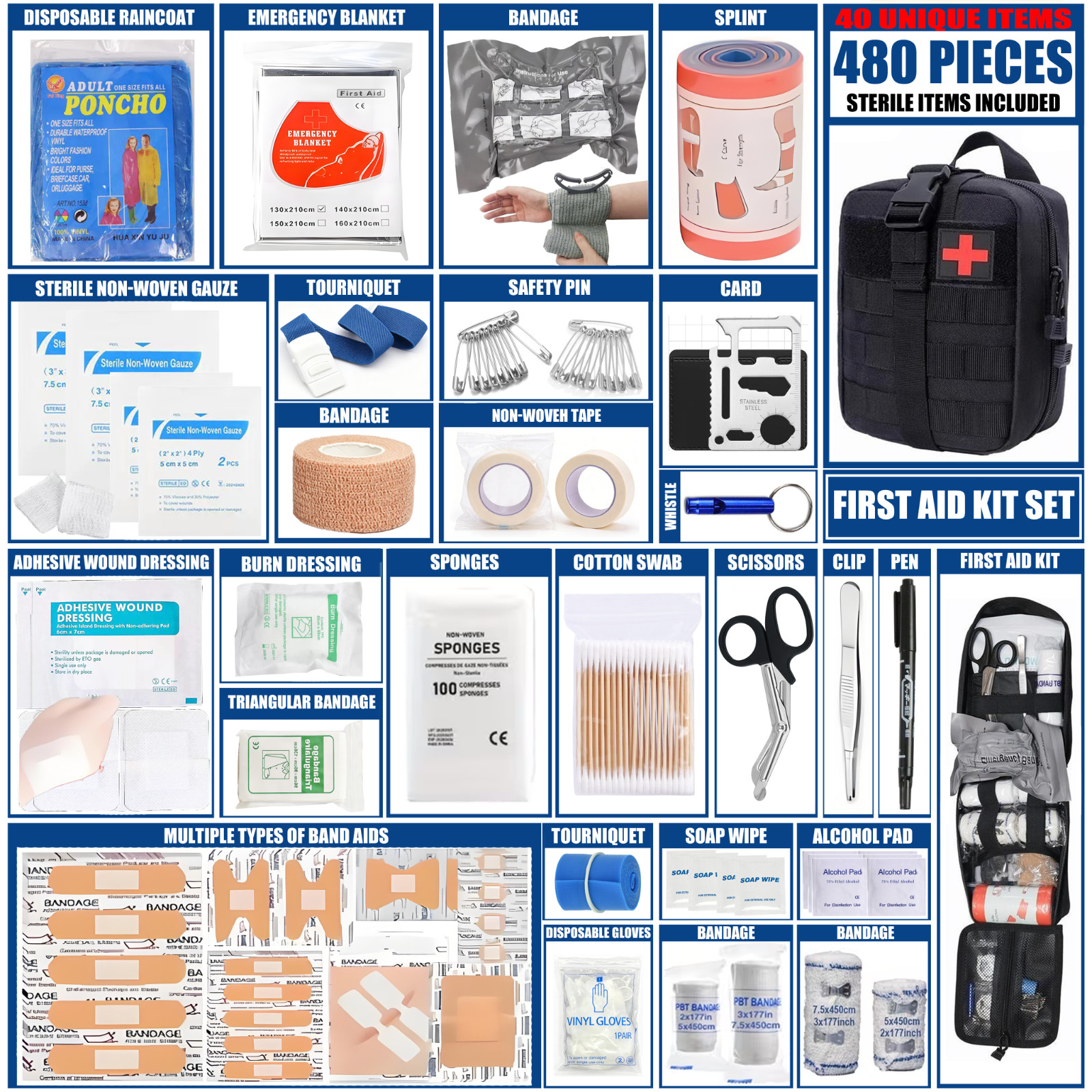 Emergency Trauma First Aid Kit – Tourniquet – Military Survival IFAK EMT Outdoor