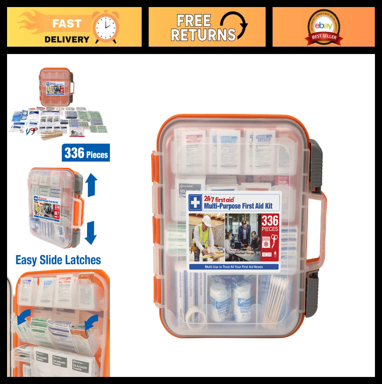 All-Purpose 100-Person OSHA Compliant First Aid Kit for Home, Business & Car – 3