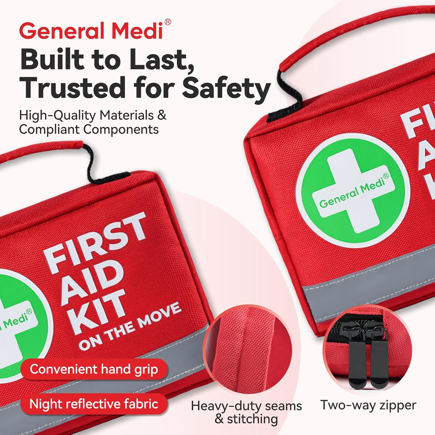 First Aid Kit – 150 Pieces Small Compact First Aid Kit Bag – Includes Instant Co