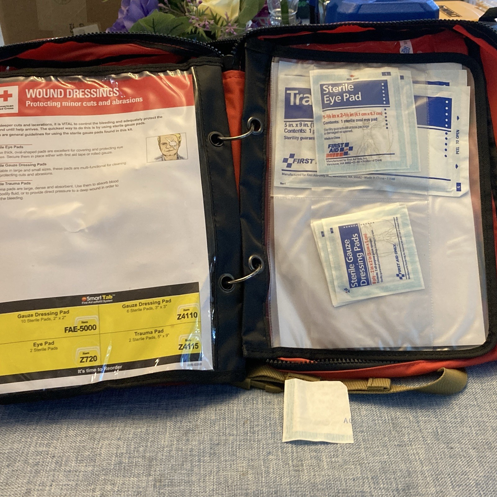 American Red Cross Portable Red Emergency First Aid Kit Bag w/ Gauze, Gloves