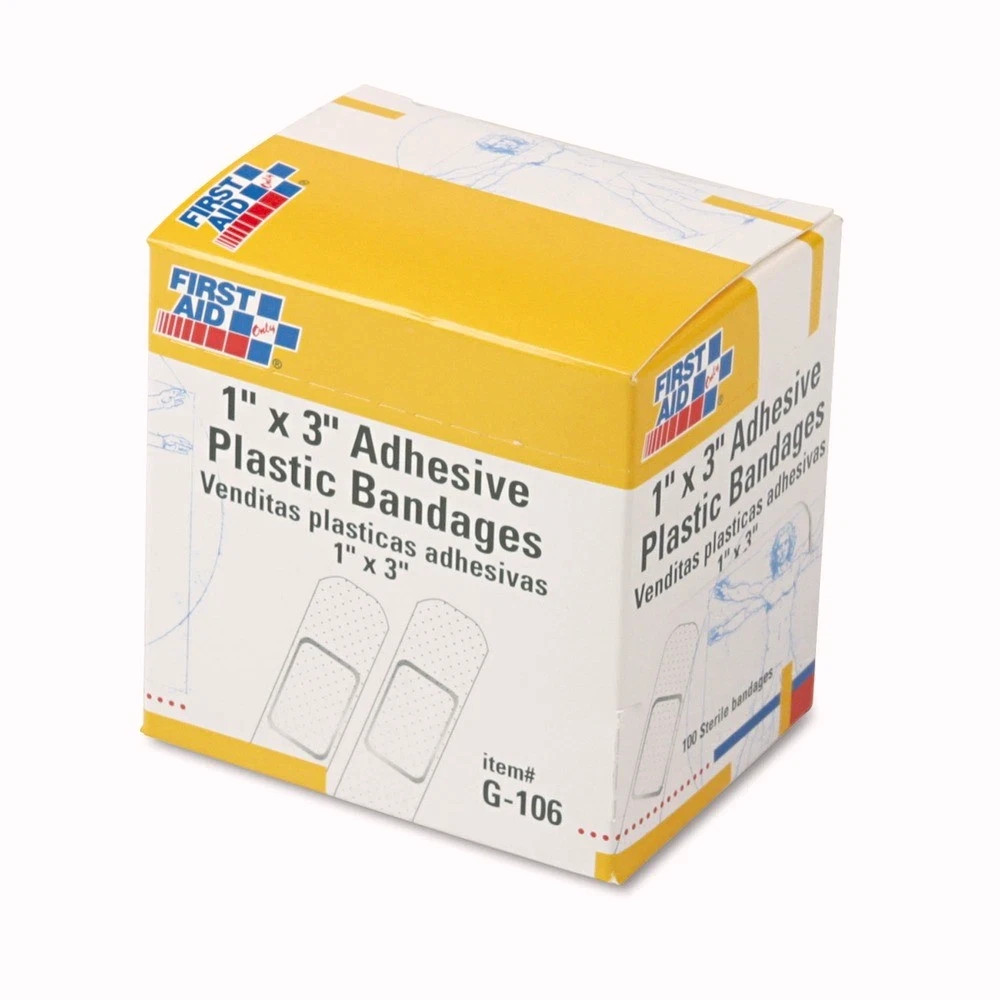 First Aid Only G106 1 in. x 3 in. Plastic Adhesive Bandages (100/Box) New
