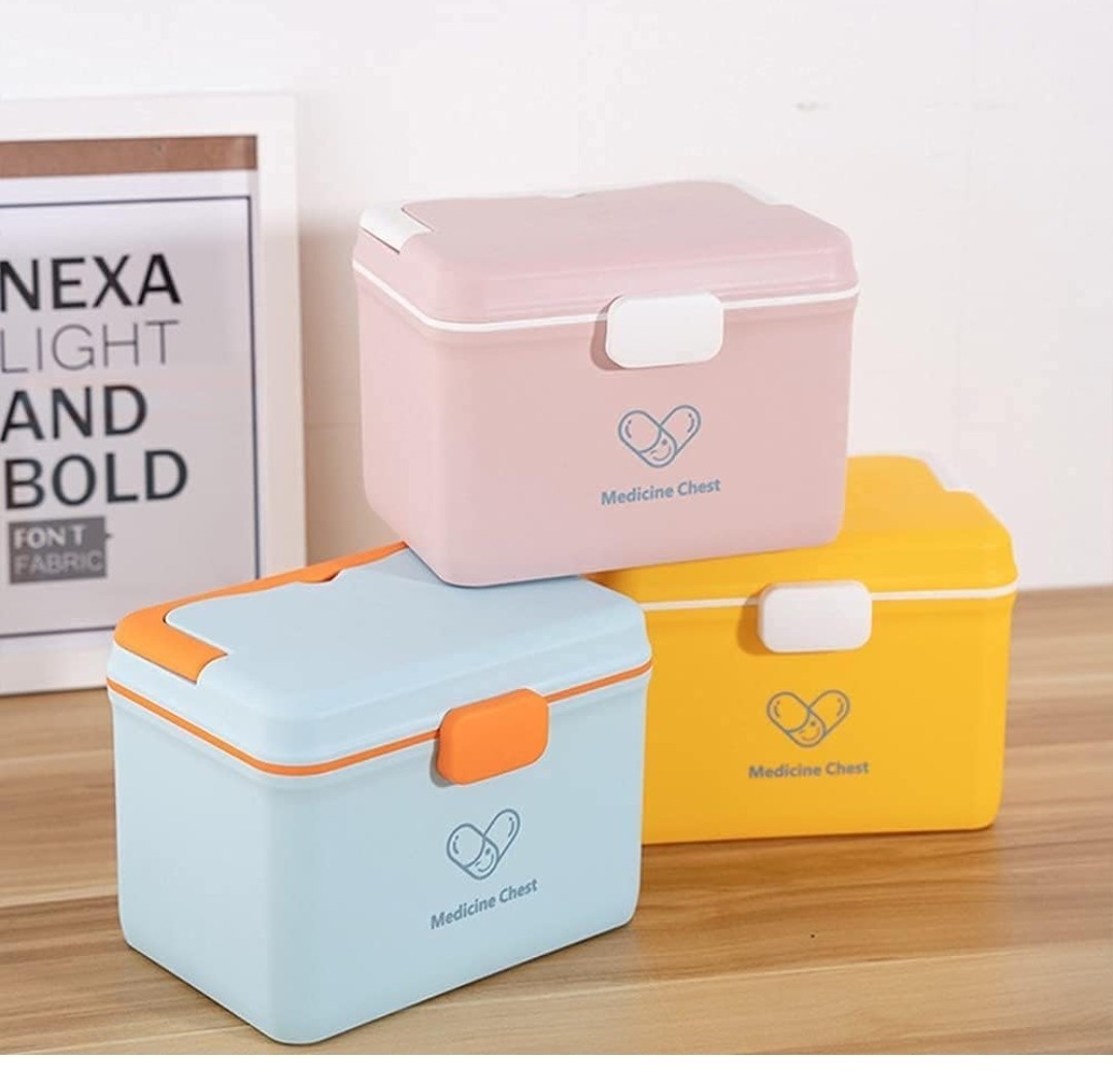 Brand New Portable Medicine Storage Box Organizer in Blue/Pink/Yellow