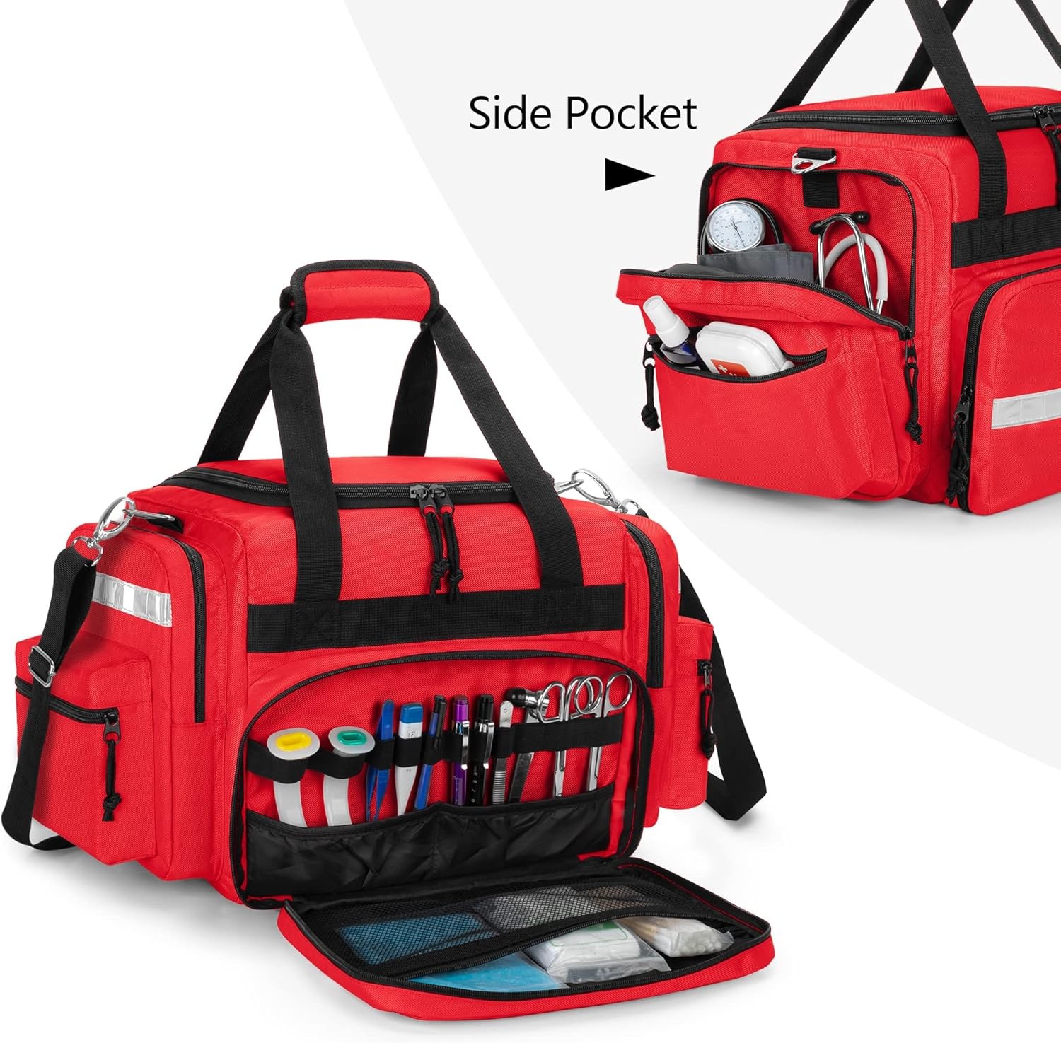 Damero Professional Medical Bag Empty Trauma Bag Red