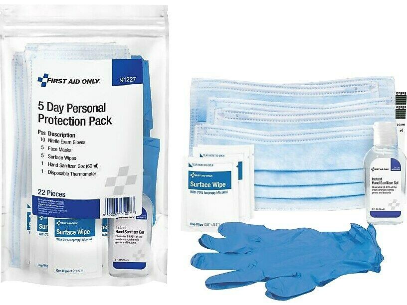 First Aid Only 91227 Five-Day Personal Protection Kit, 6 – 22 Pieces/Pack Kits