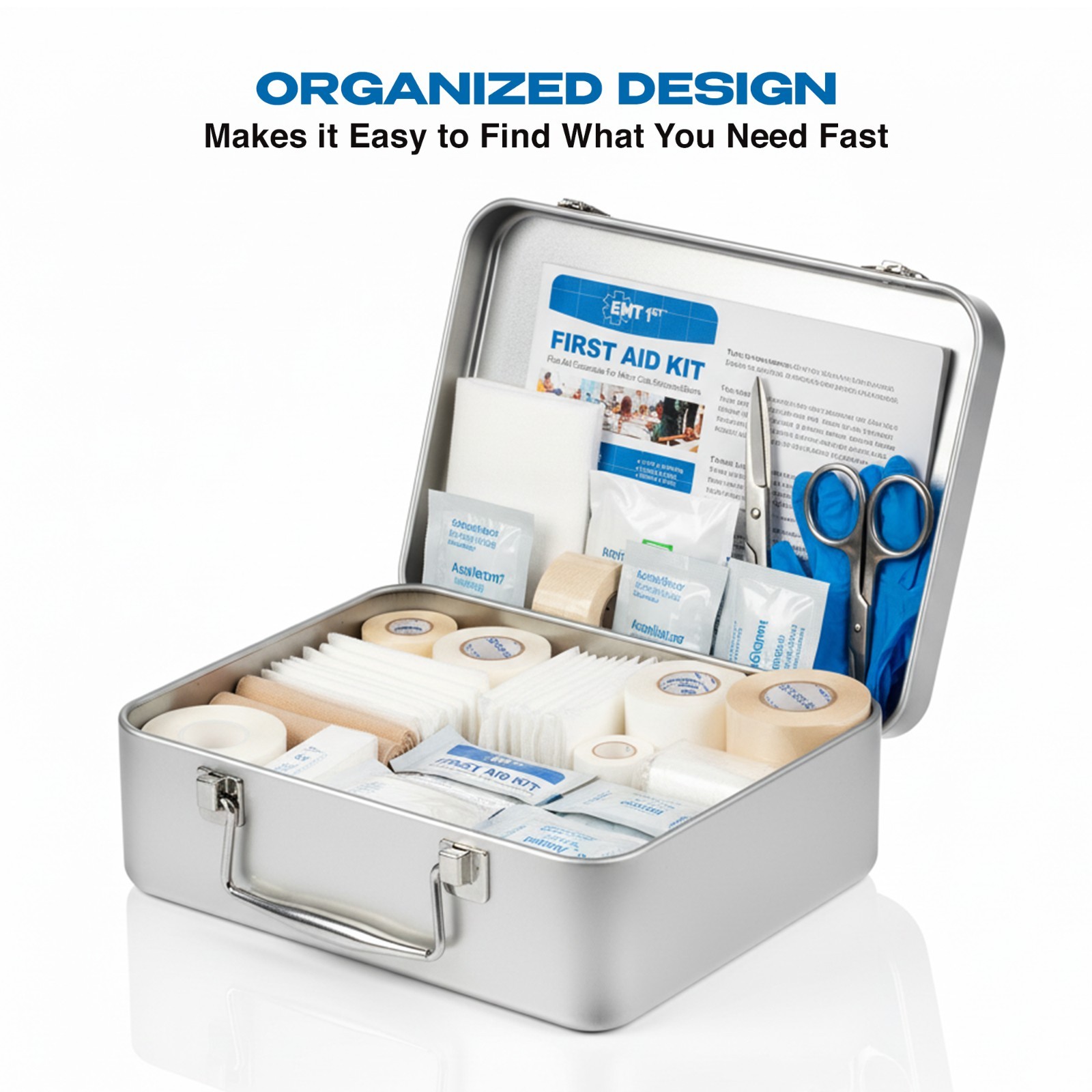 EMT1st First Aid Kit – 272 Piece Wall Mountable Metal Case