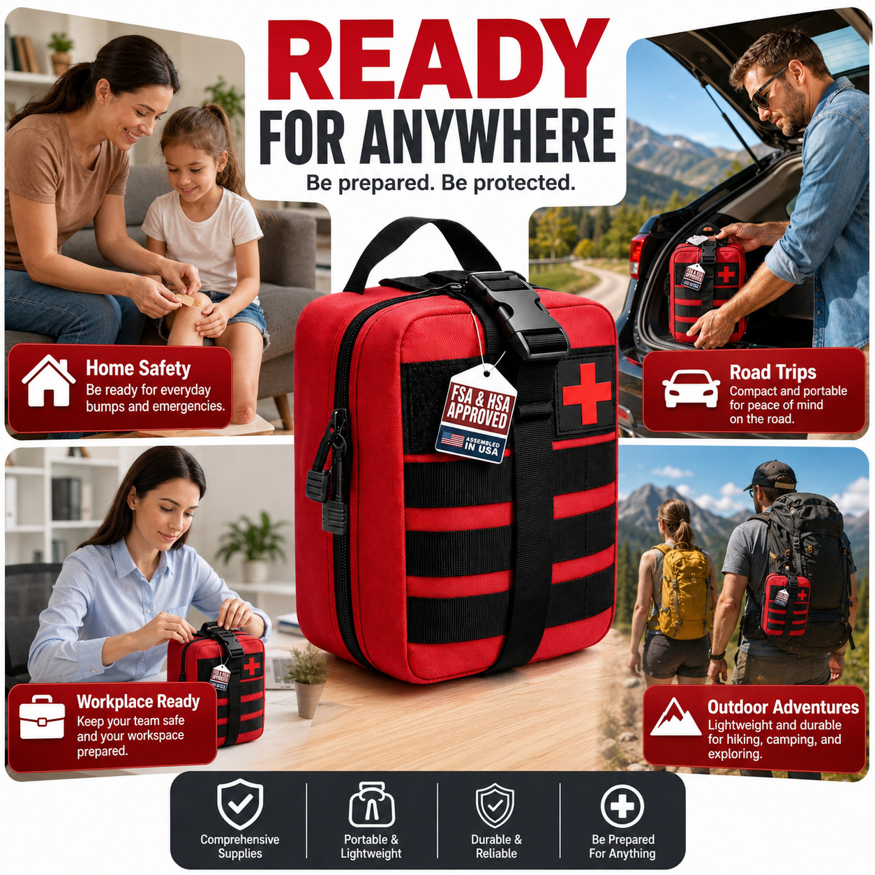 379 PCS Emergency Trauma First Aid Kit with Tourniquet for Car Camping