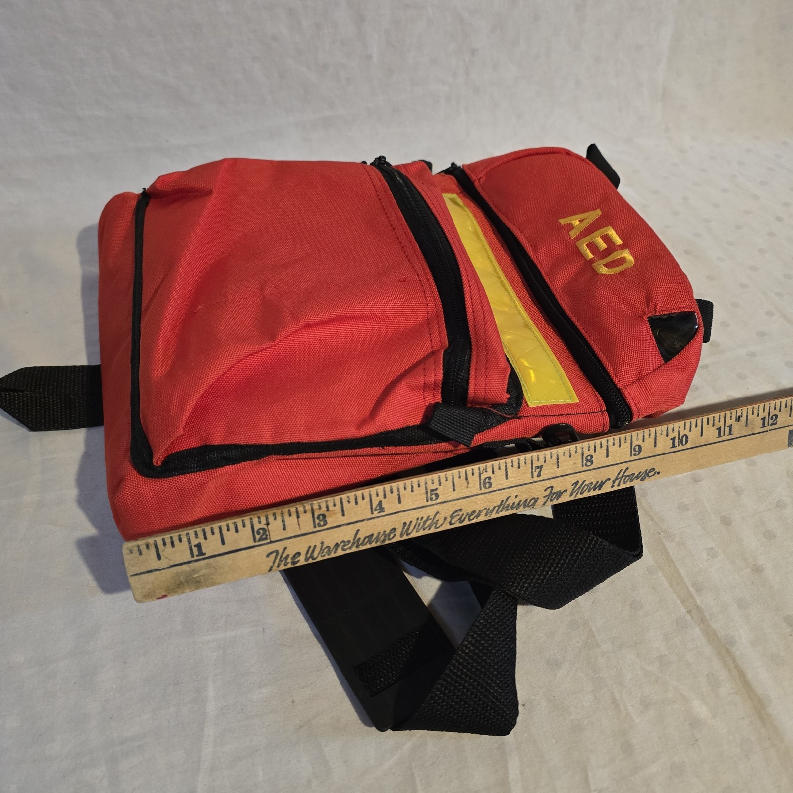 AED Emergency Response Carry Bag Red Medical First Aid Backpack Case Empty