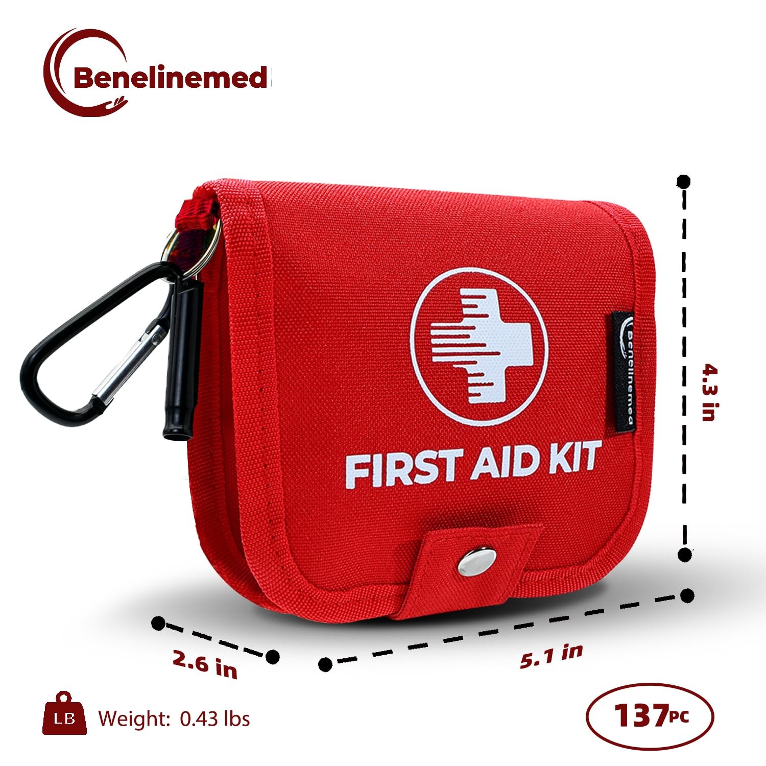 Benelinemed Mini First Aid Kit – 137 Piece Small Emergency Medical Red