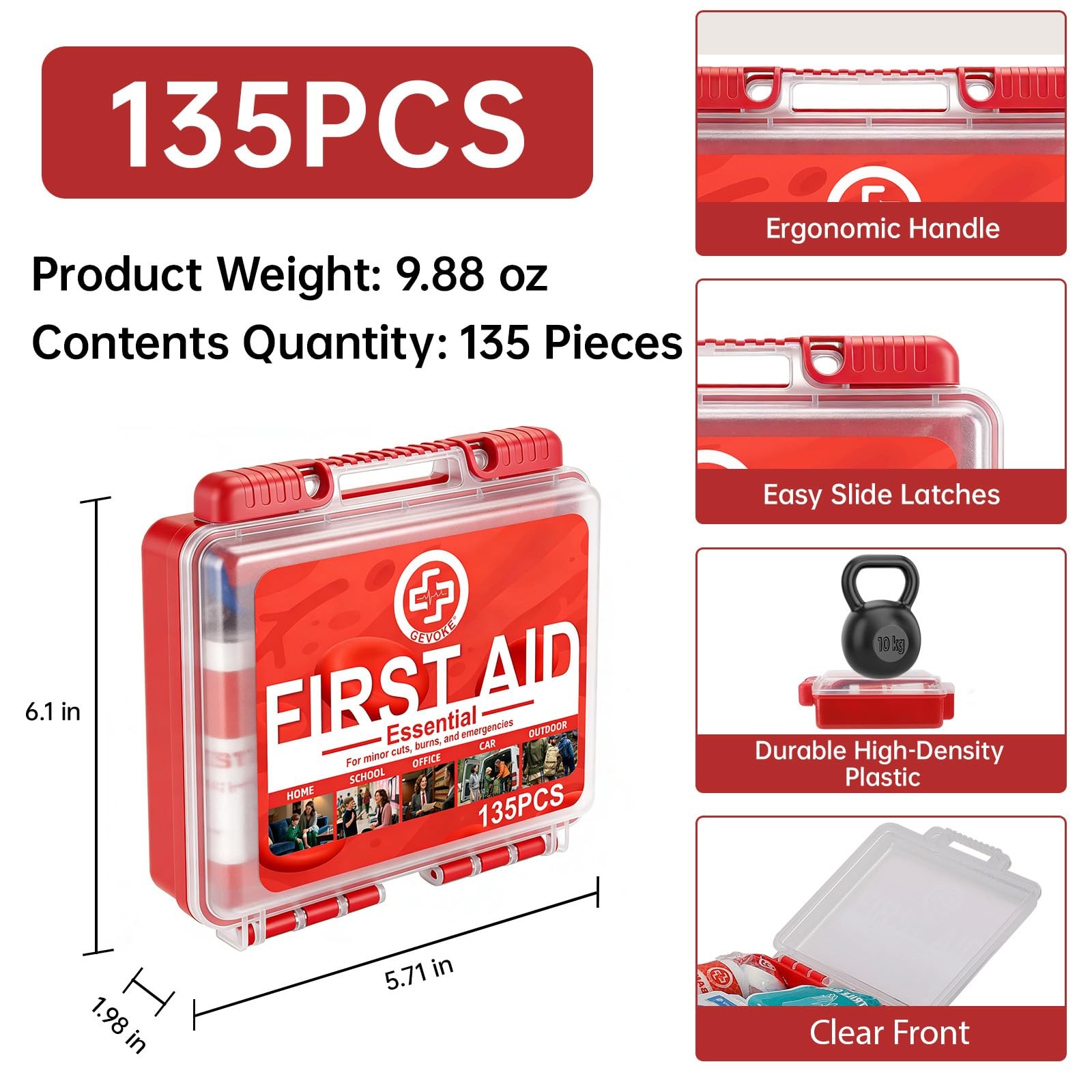 Mini First Aid Kit – 135 Piece HardCase First Aid Box for Home, Car, Travel, …