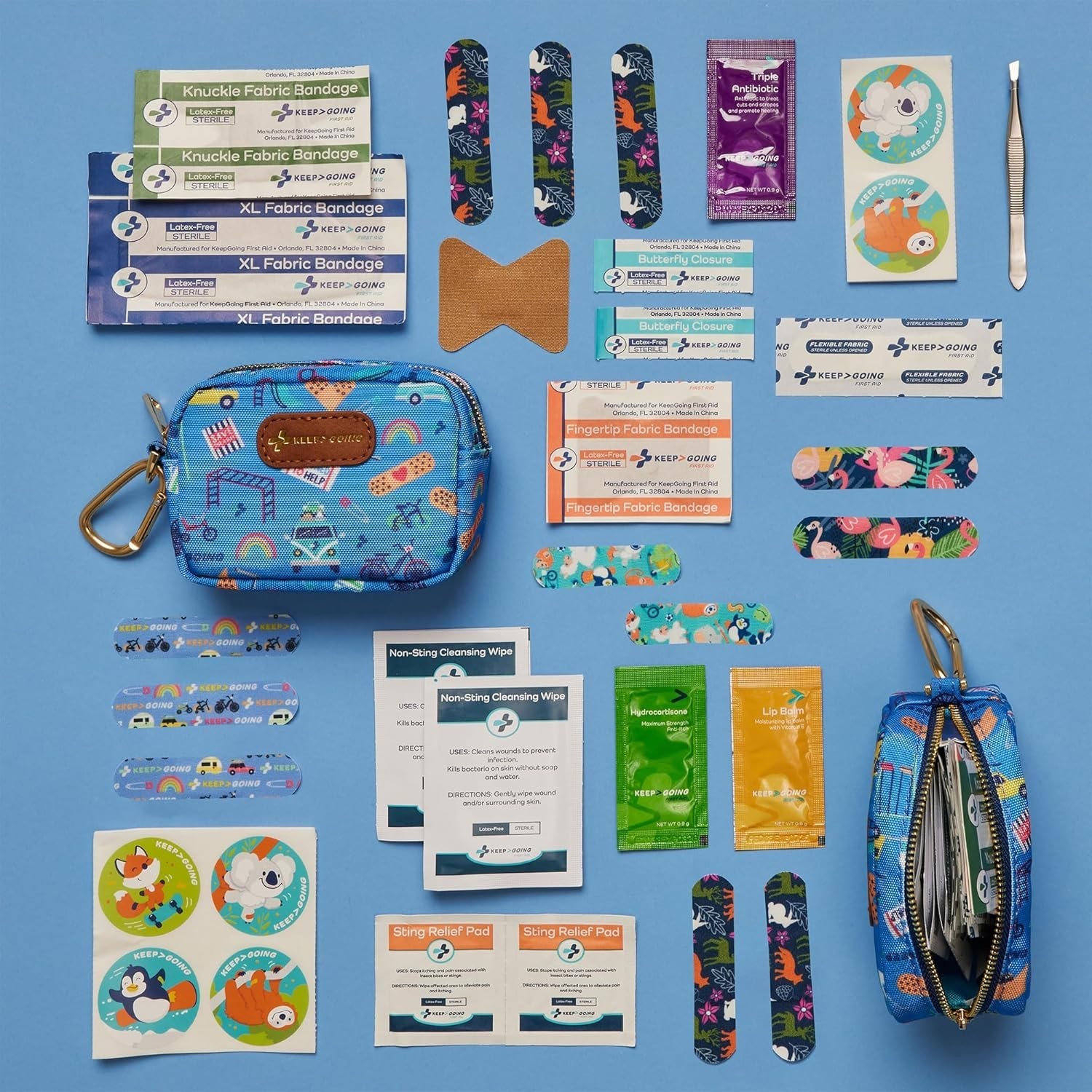 KeepGoing Small Travel First Aid Kit Kids – 60 Pc. Mini First Aid Kit for Pur…