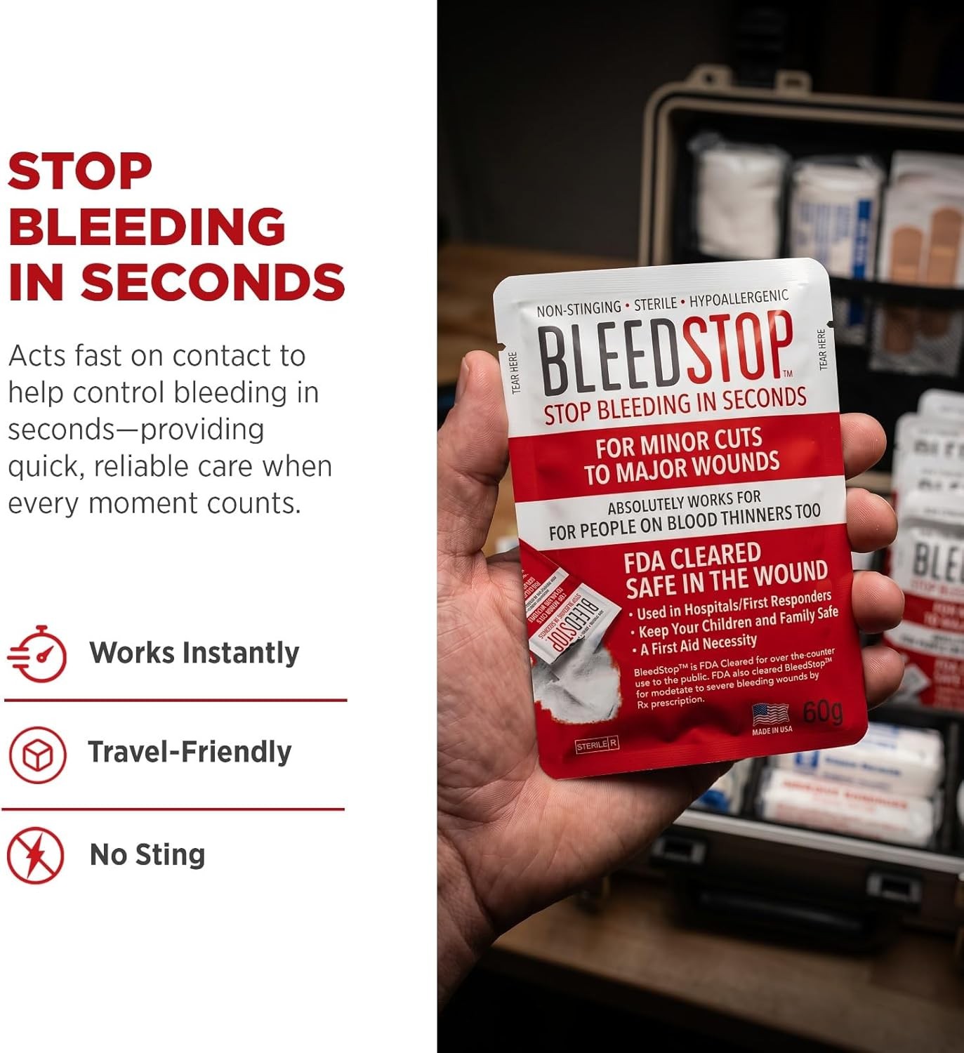 BleedStop First Aid Blood Clotting Powder, (15g)