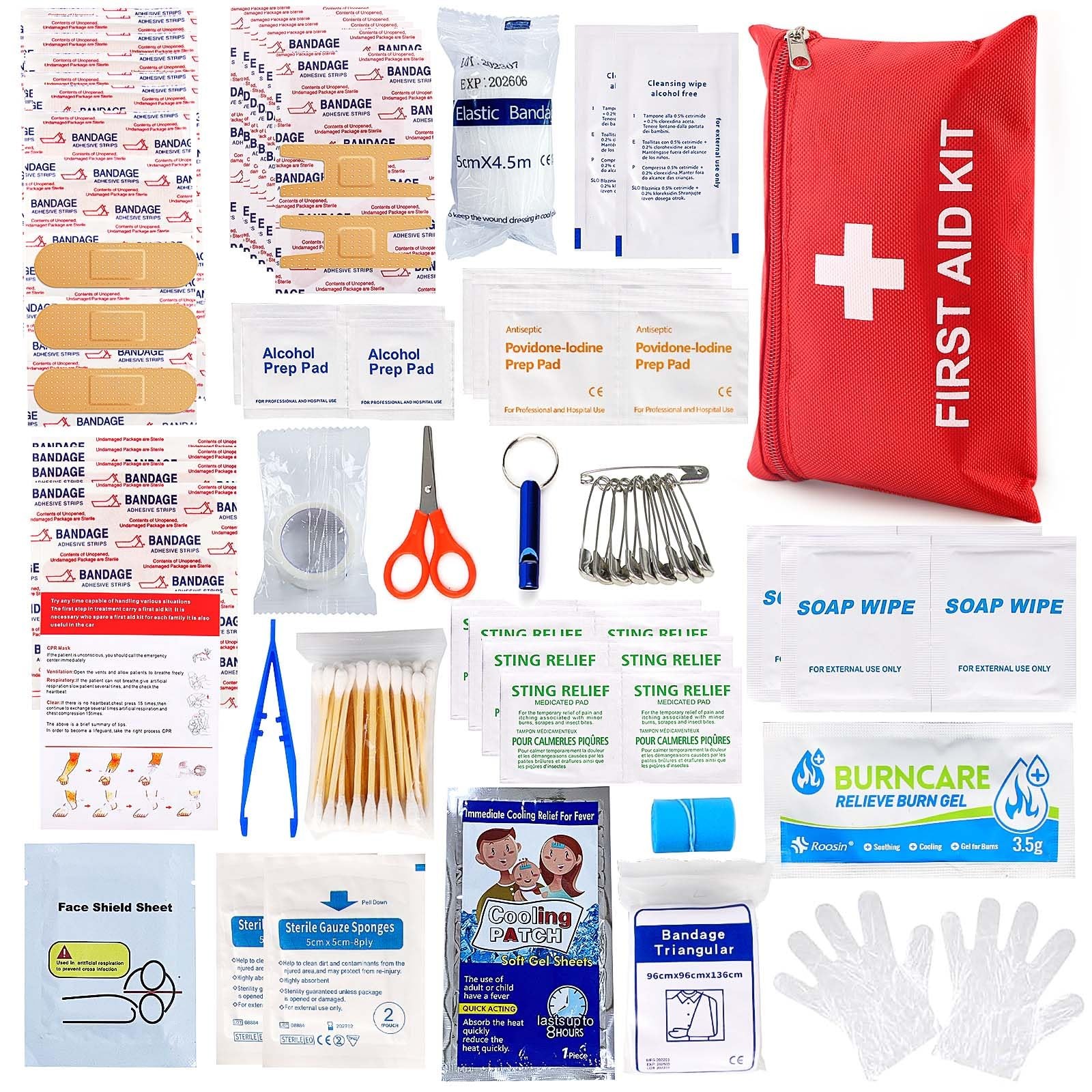 First Aid Kit 107 Piece Emergency Medical Supplies Compact Portable Trauma Kit