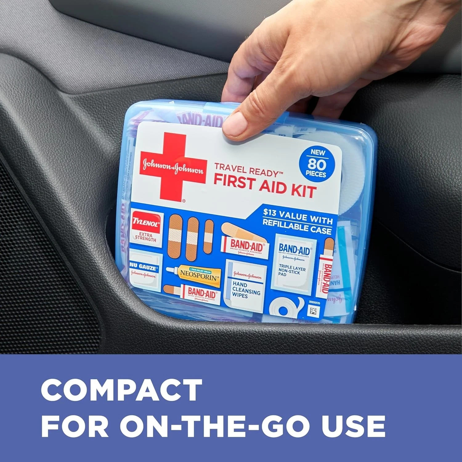 BAND-AID Travel First Aid Kit 80 Piece Portable Emergency Wound Care for Home